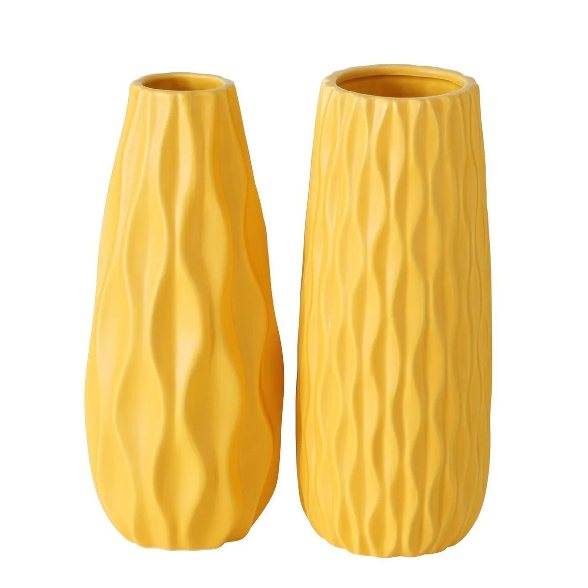 Boltze Luana Tischvase 2er Set, matt, gelb, Steingut 5