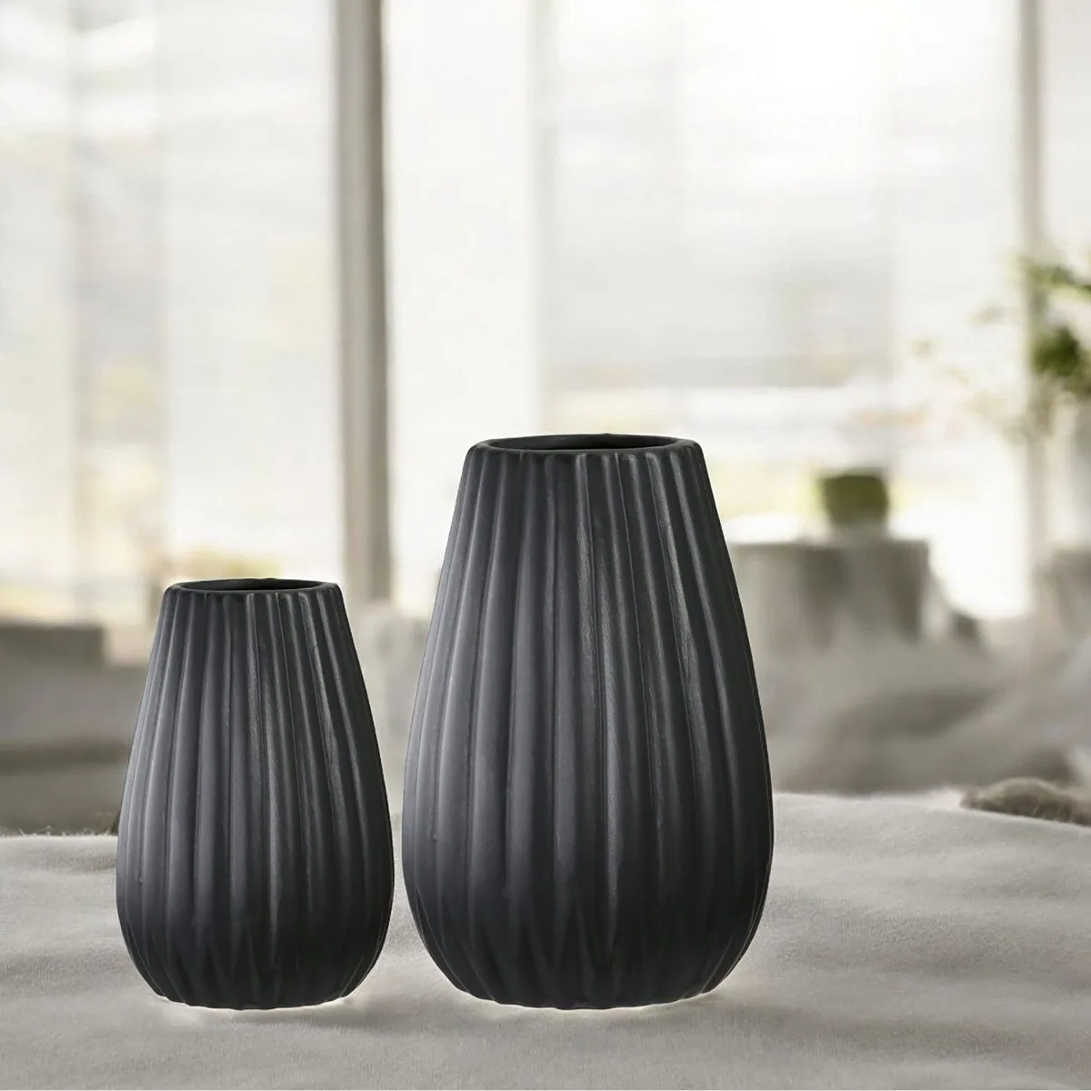 Gilde Casablanca Vase Piega, 2-tlg. Set, konisch, schwarz 2
