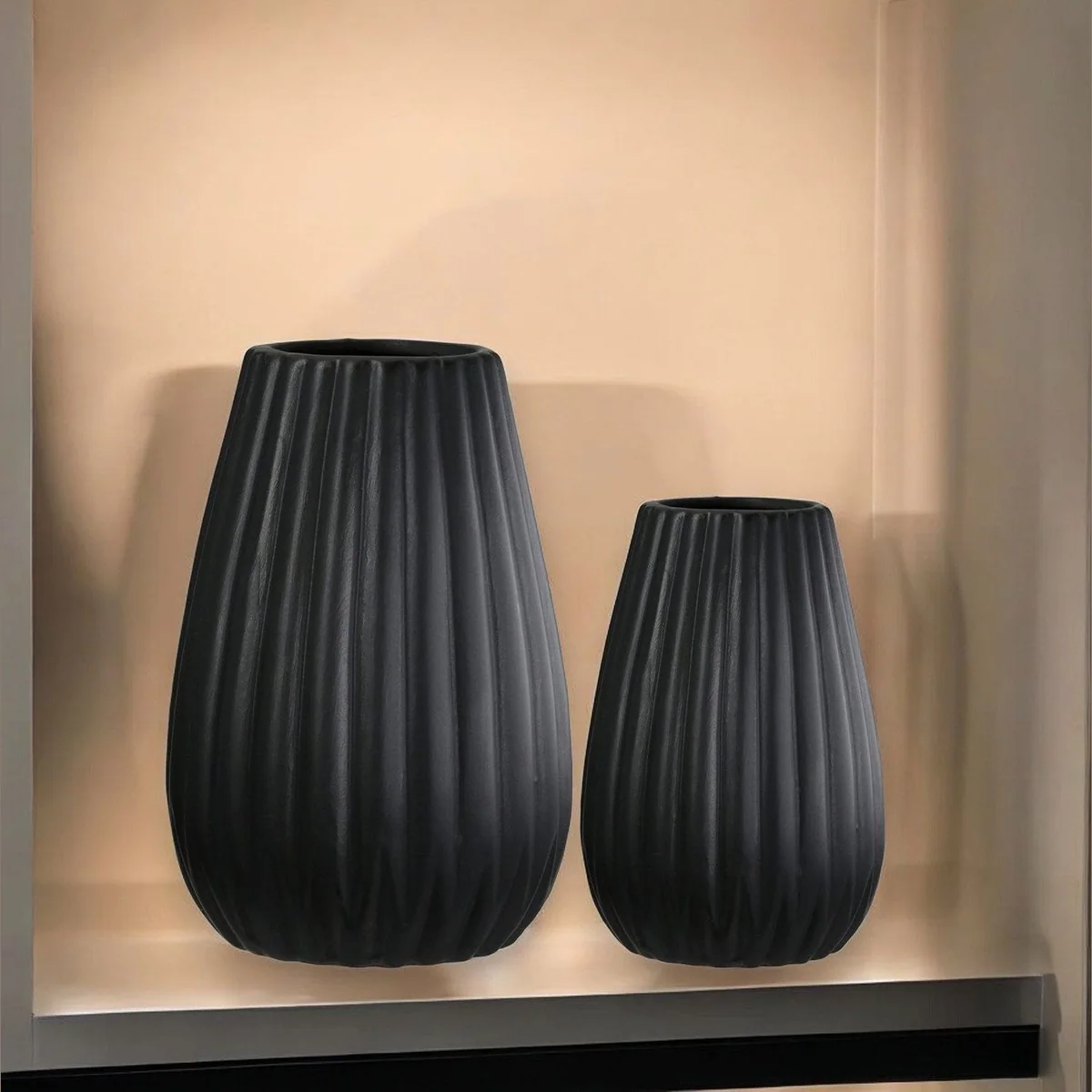 Gilde Casablanca Vase Piega, 2-tlg. Set, konisch, schwarz 3