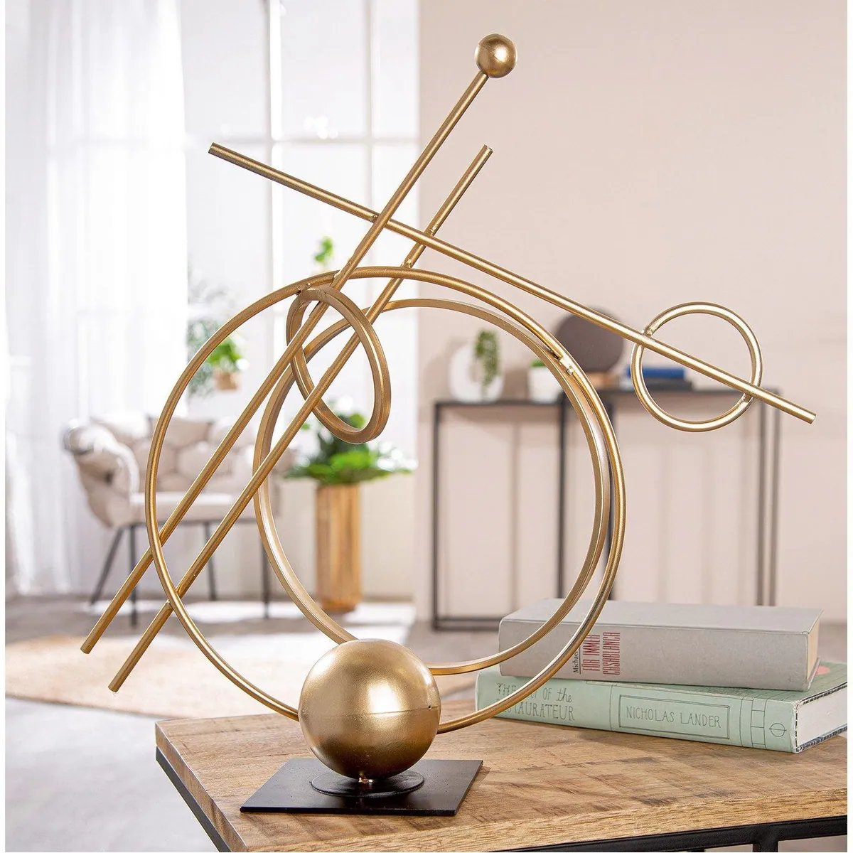 Gilde Dekoobjekt Skulptur Abstracto, goldfarbenes Metall, Höhe 45,5 cm 2