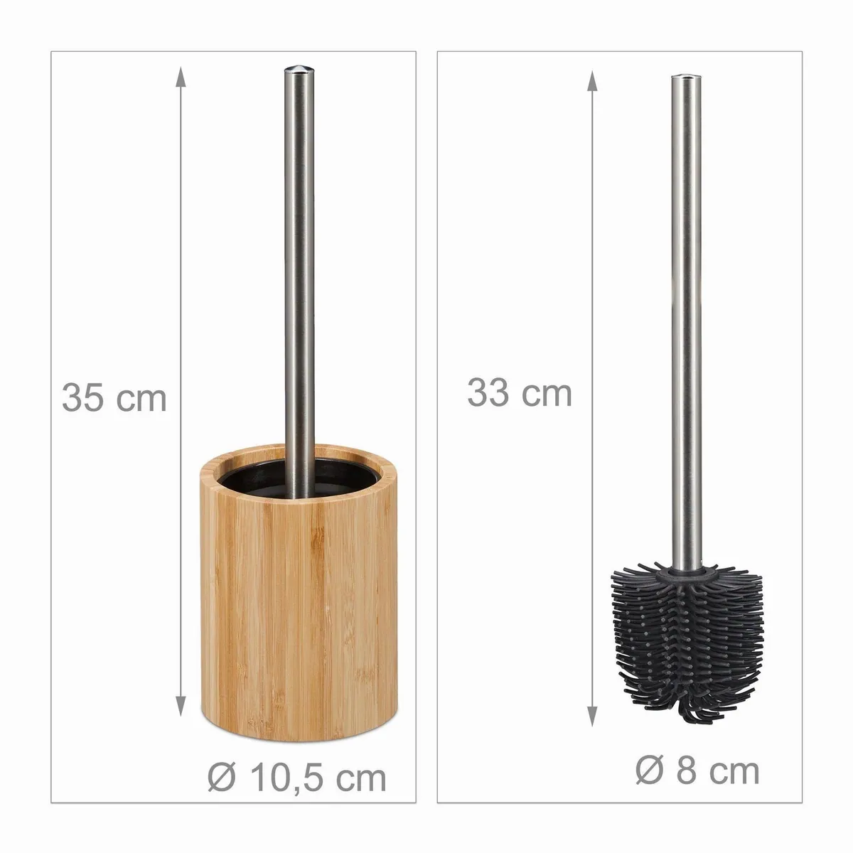 Relaxdays Silikon Toilettenbürste Set, schmutzabweisend, flexibel, austauschbarer Bürstenkopf 4