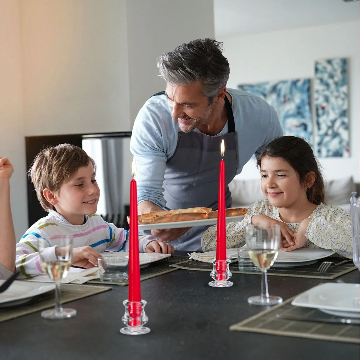 Relaxdays Kerzenständer Set, 6 Stück, transparentes Glas, für Stabkerzen 3