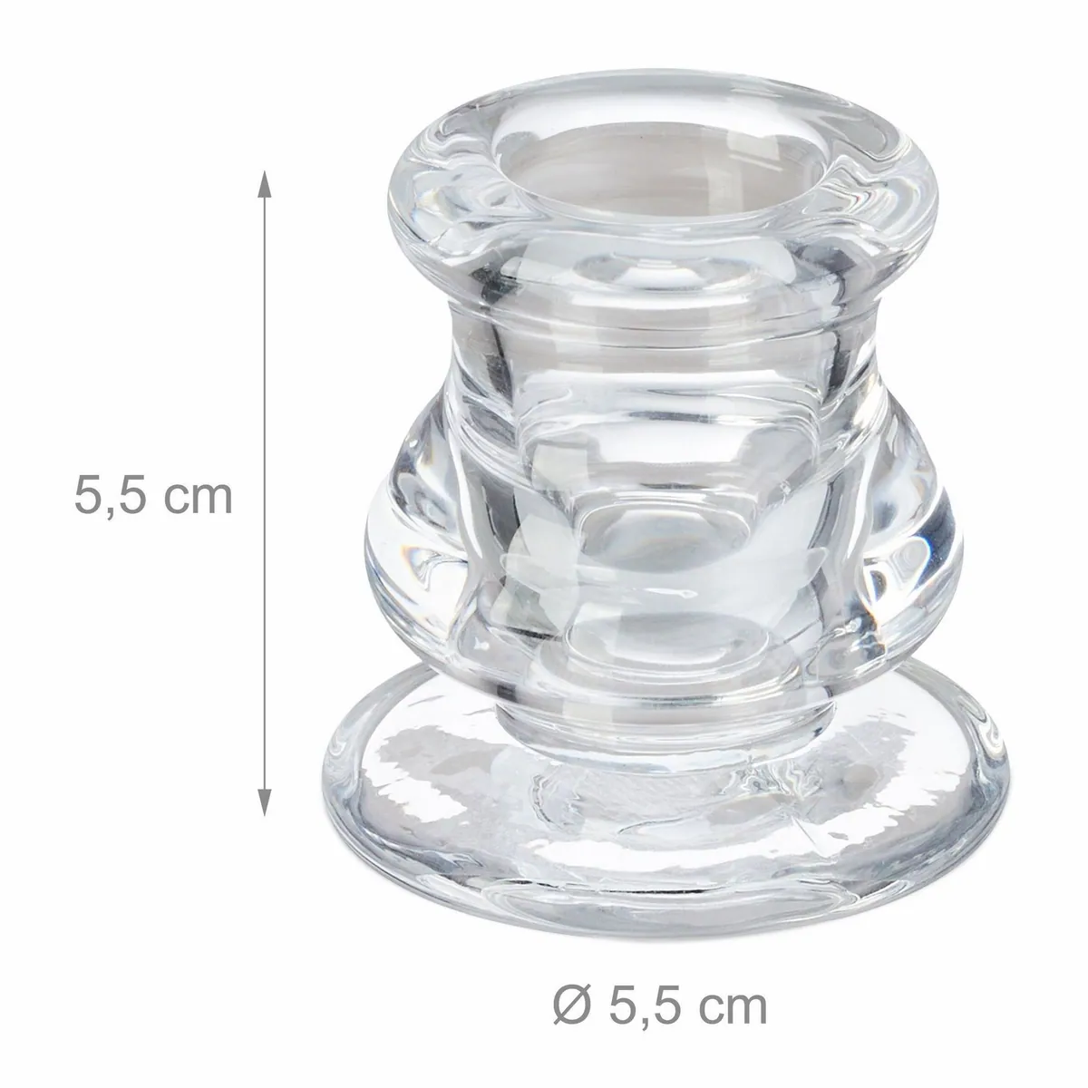 Relaxdays Kerzenständer Set, 6 Stück, transparentes Glas, für Stabkerzen 4
