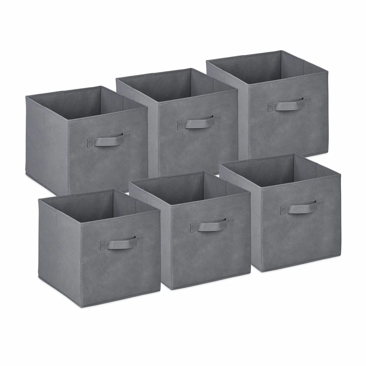 Relaxdays Aufbewahrungsbox 6er Set, faltbar, hellgrau, 19 Liter Volumen