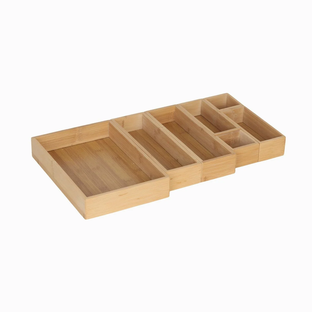 Relaxdays Schubladeneinsatz 7-teilig, flexible Größen, robustes Material