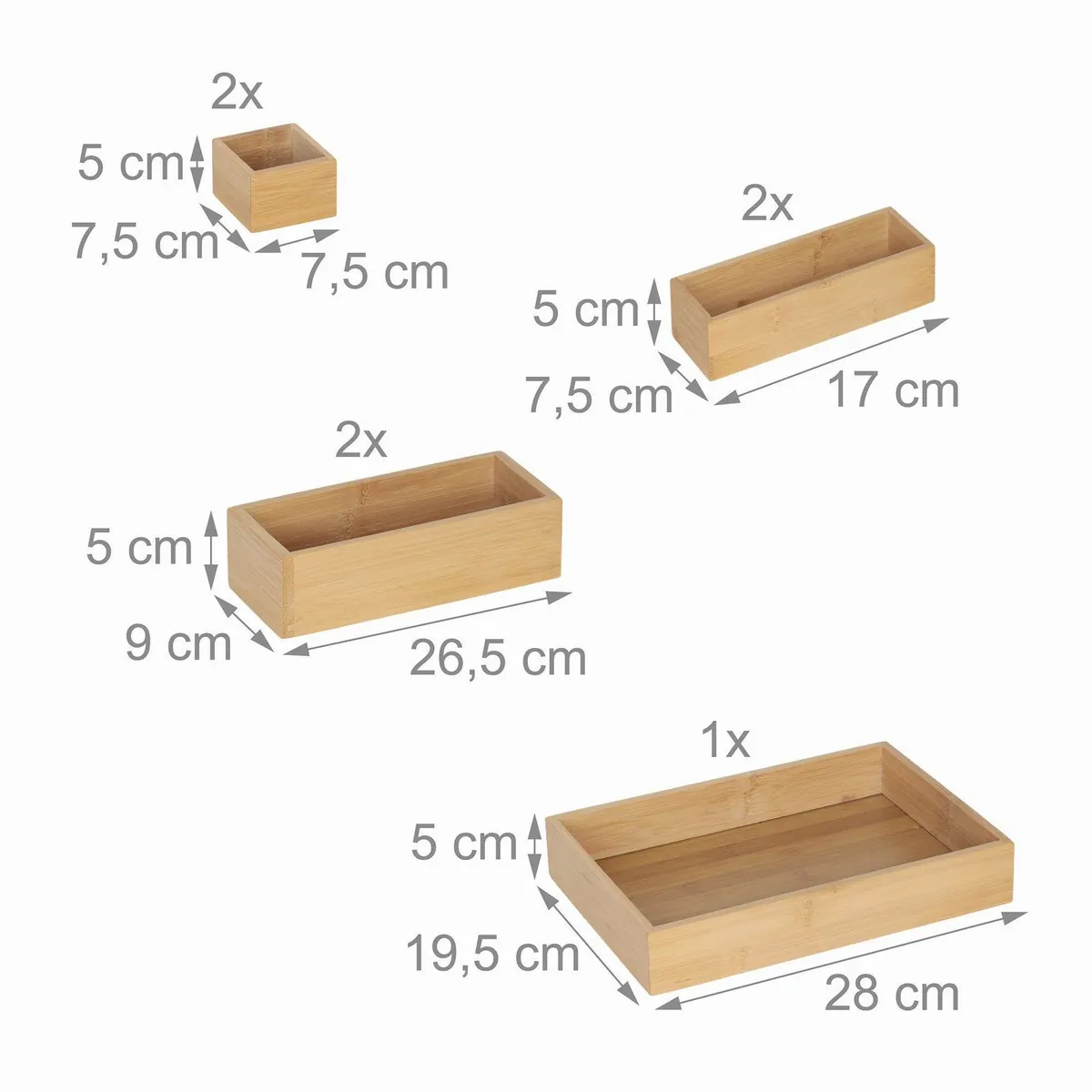 Relaxdays Schubladeneinsatz 7-teilig, flexible Größen, robustes Material 4
