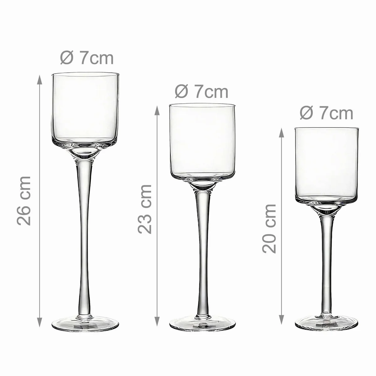 Relaxdays Kerzenständer Set, 3-teilig, elegantes Design, Glasmaterial 4