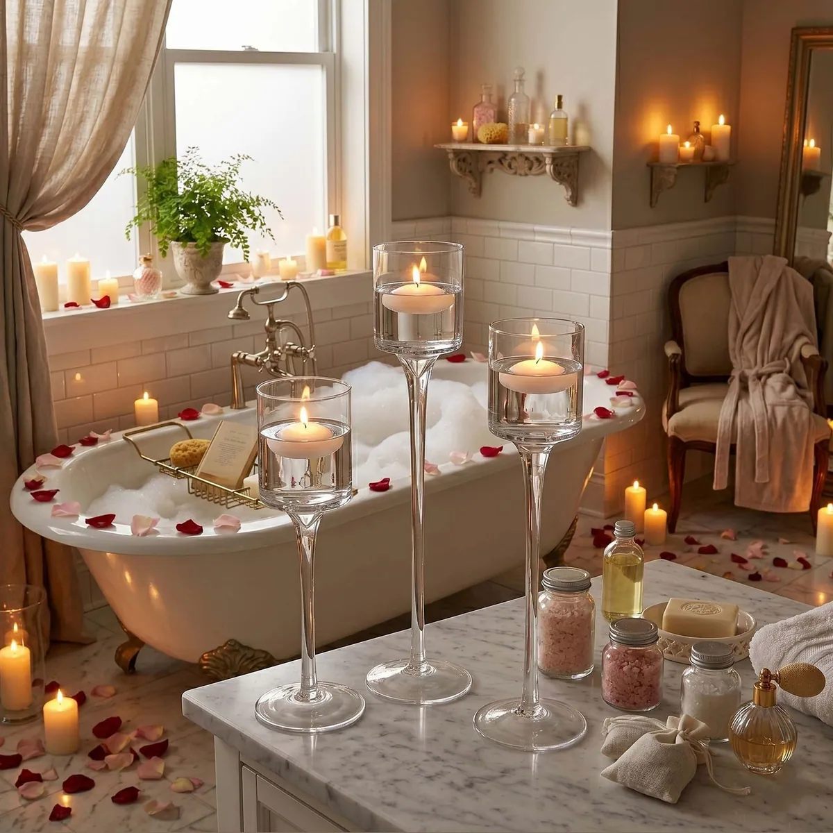 Relaxdays Kerzenständer Set, 3-teilig, elegantes Design, Glasmaterial 5