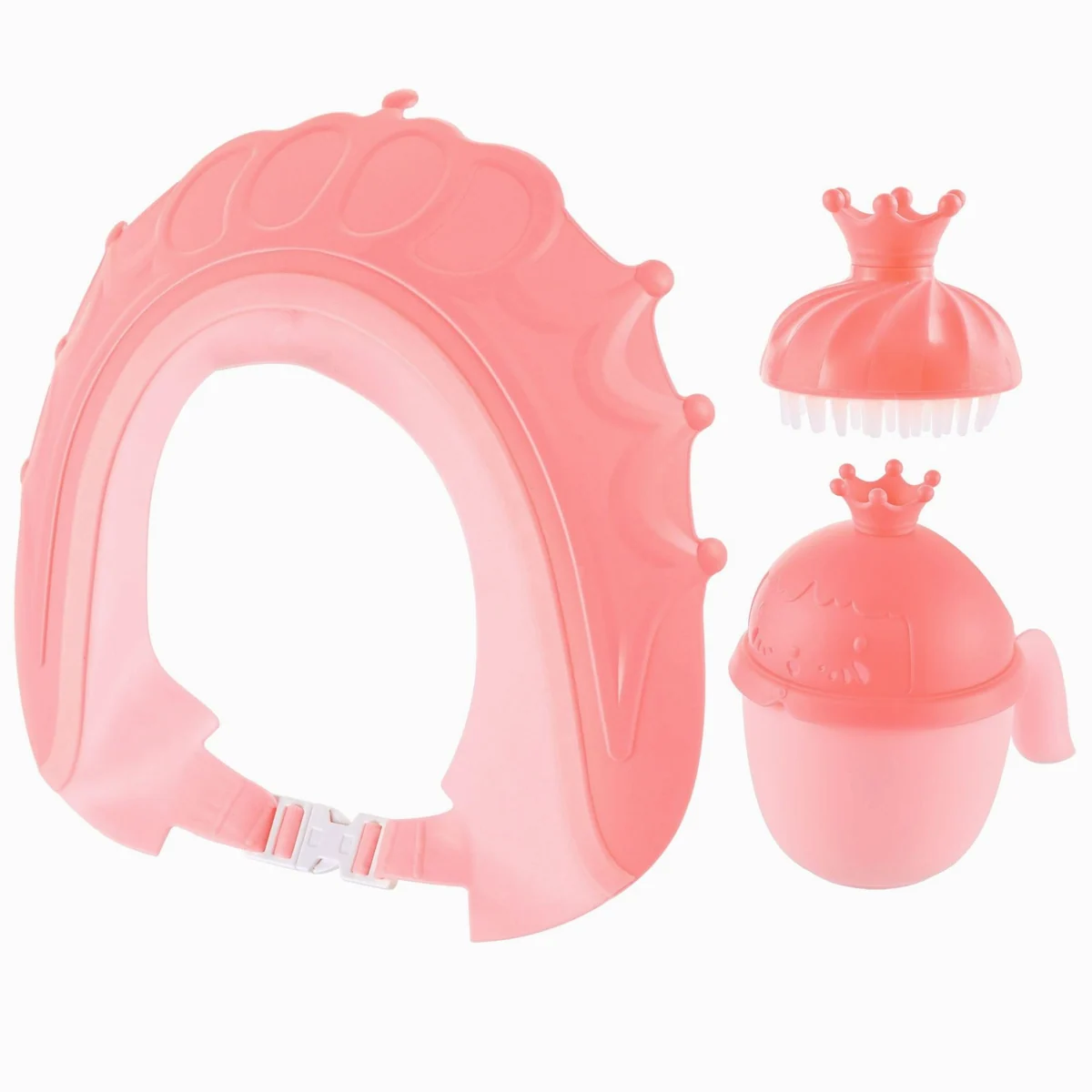 Relaxdays Haarwaschbecher Set, Duschhaube & Bürste, kindersicher — für entspanntes Haarewaschen