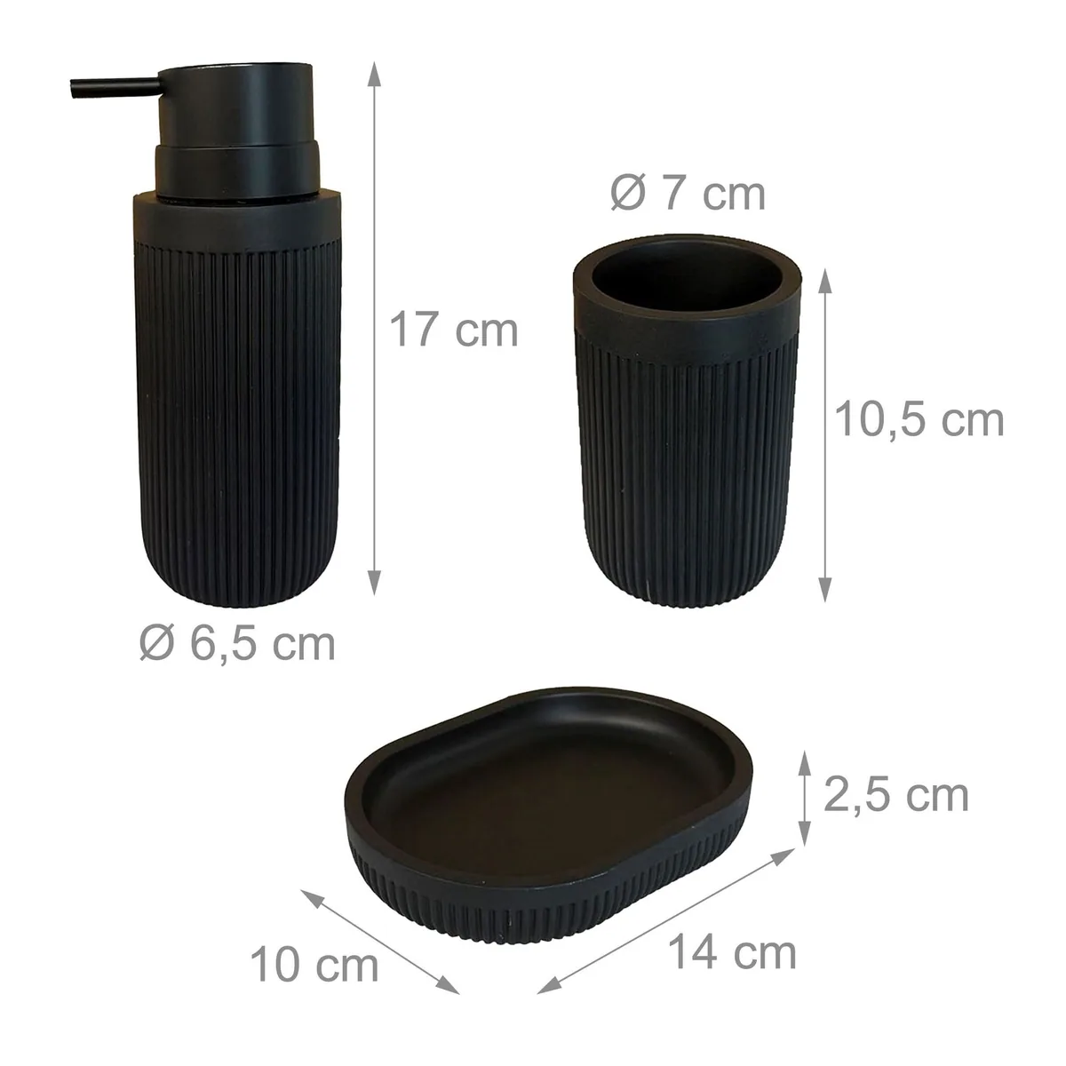 Relaxdays Badaccessoire-Set 3-teilig, Steinoptik, pflegeleicht 4