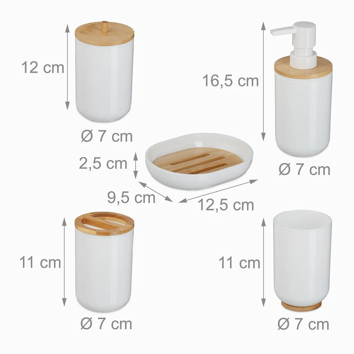 Relaxdays Badaccessoire-Set, 7-teilig, elegantes Design, pflegeleichter Kunststoff 5