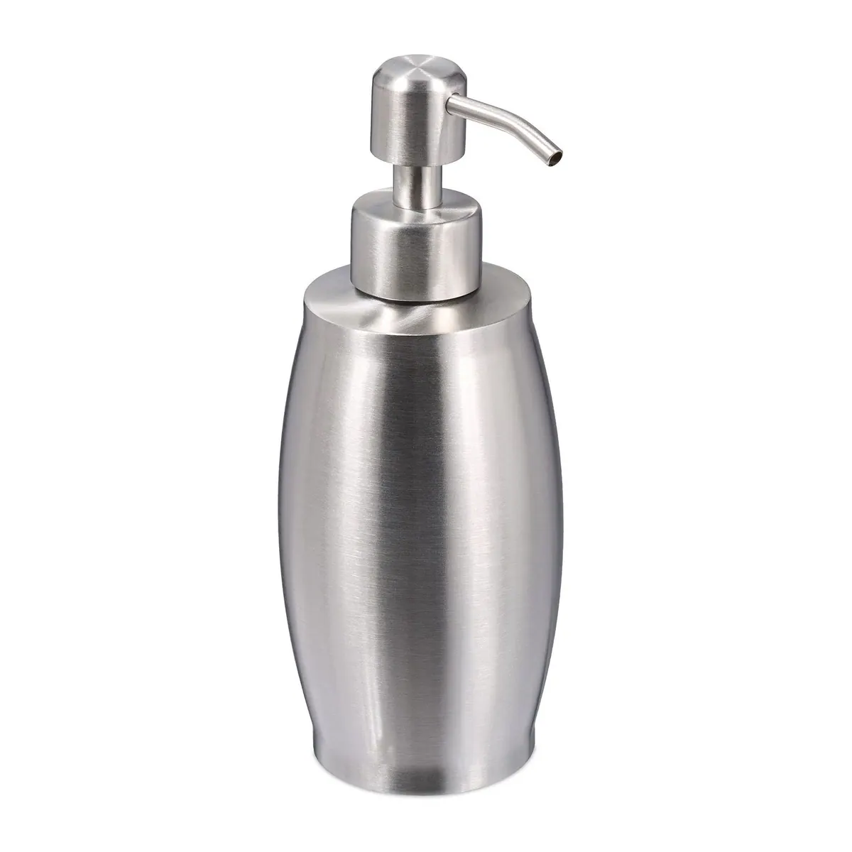 Relaxdays Seifenspender Edelstahl 350 ml, modernes Design, nachfüllbar