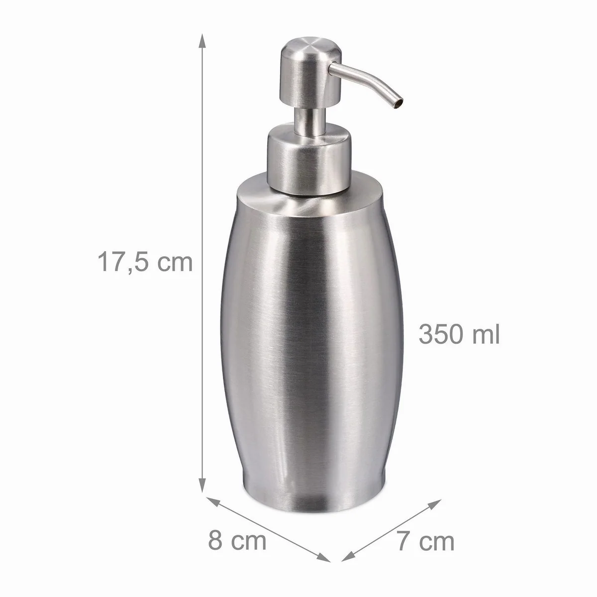 Relaxdays Seifenspender Edelstahl 350 ml, modernes Design, nachfüllbar 4
