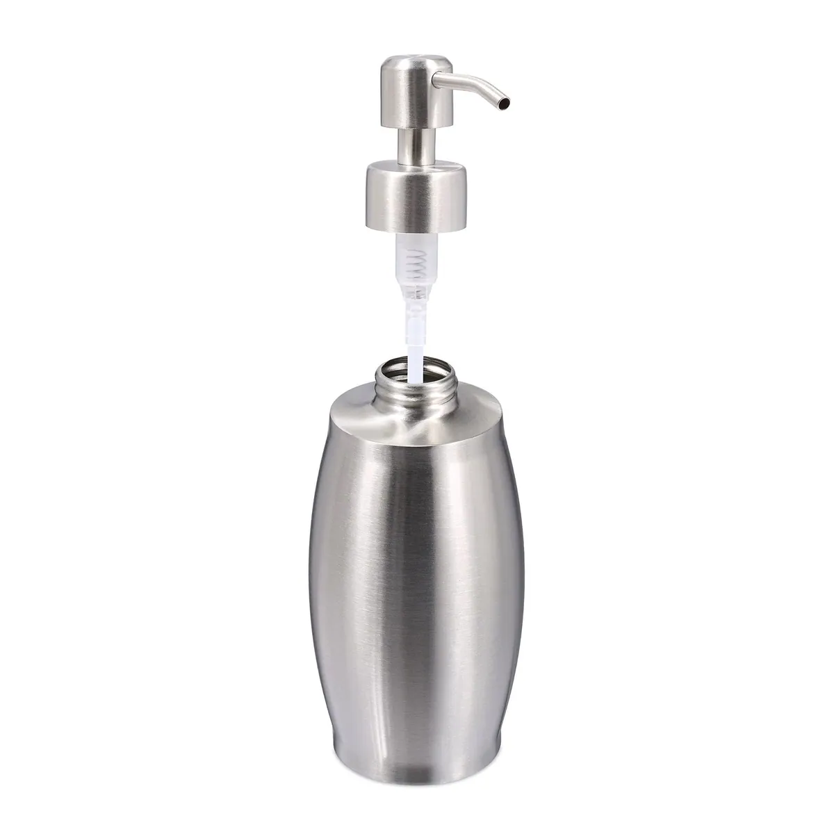 Relaxdays Seifenspender Edelstahl 350 ml, modernes Design, nachfüllbar 5