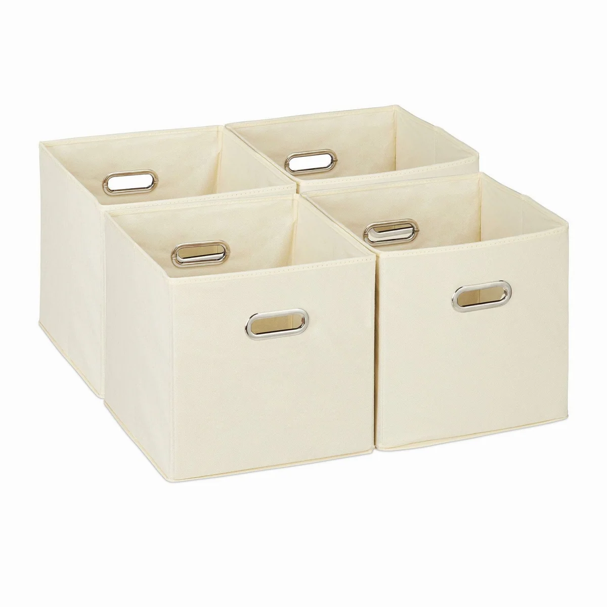 Relaxdays Aufbewahrungsbox 4er Set, quadratisch, faltbar, beige