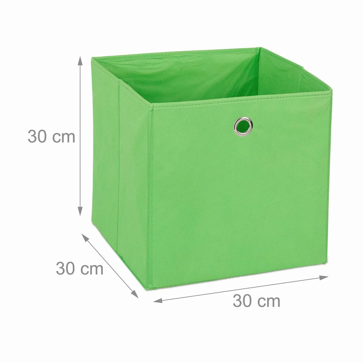 Relaxdays Faltboxen 4er Set, grün, quadratisch, praktische Grifflöcher 4