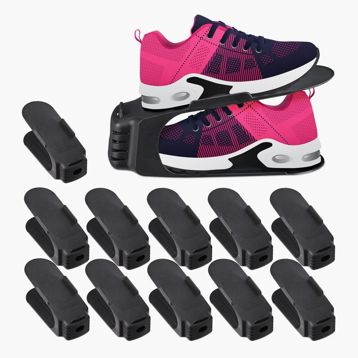 Relaxdays Schuhstapler 12er Set, rutschfest, platzsparend