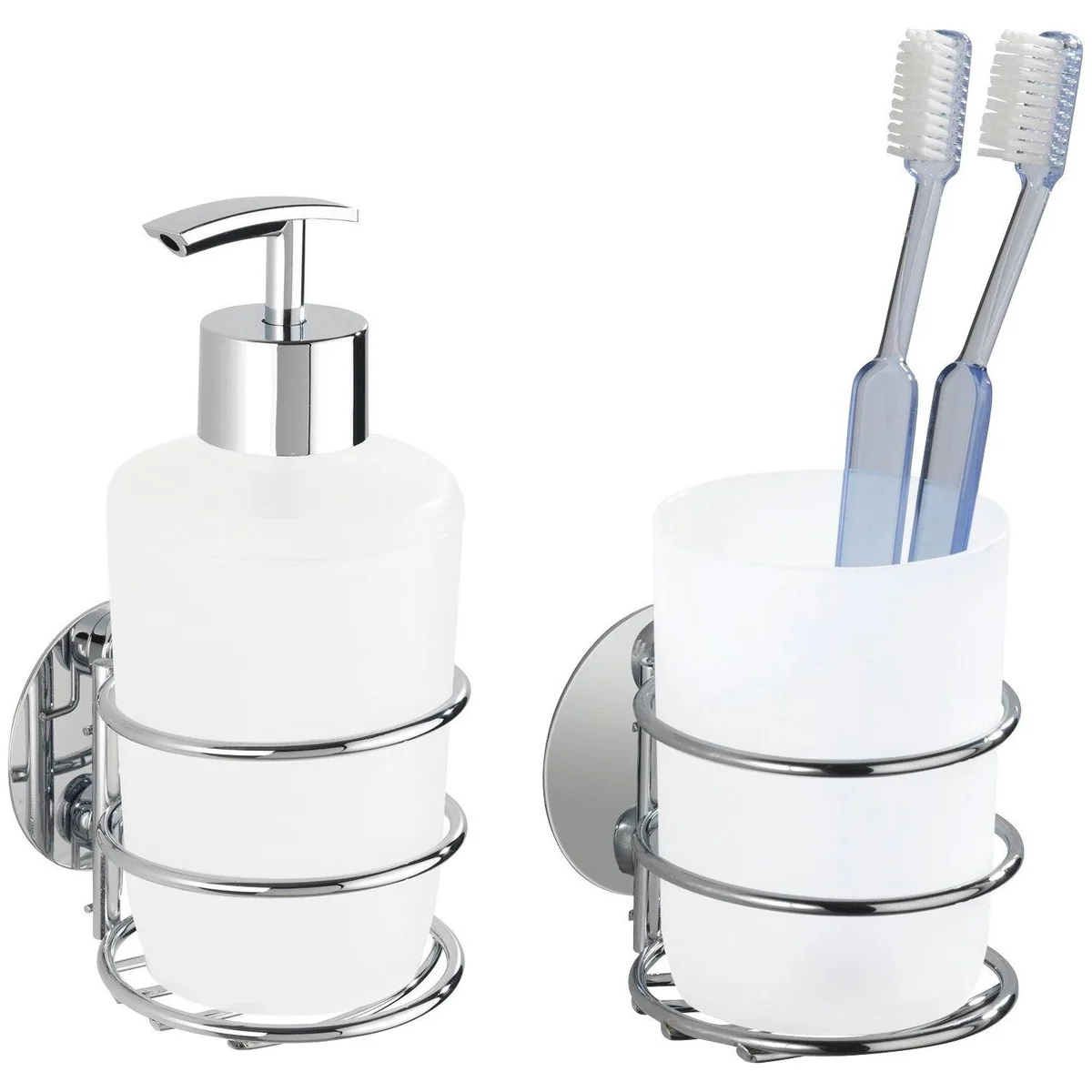 WENKO Badaccessoire-Set Turbo-Loc, 2-teilig, einfache Wandbefestigung