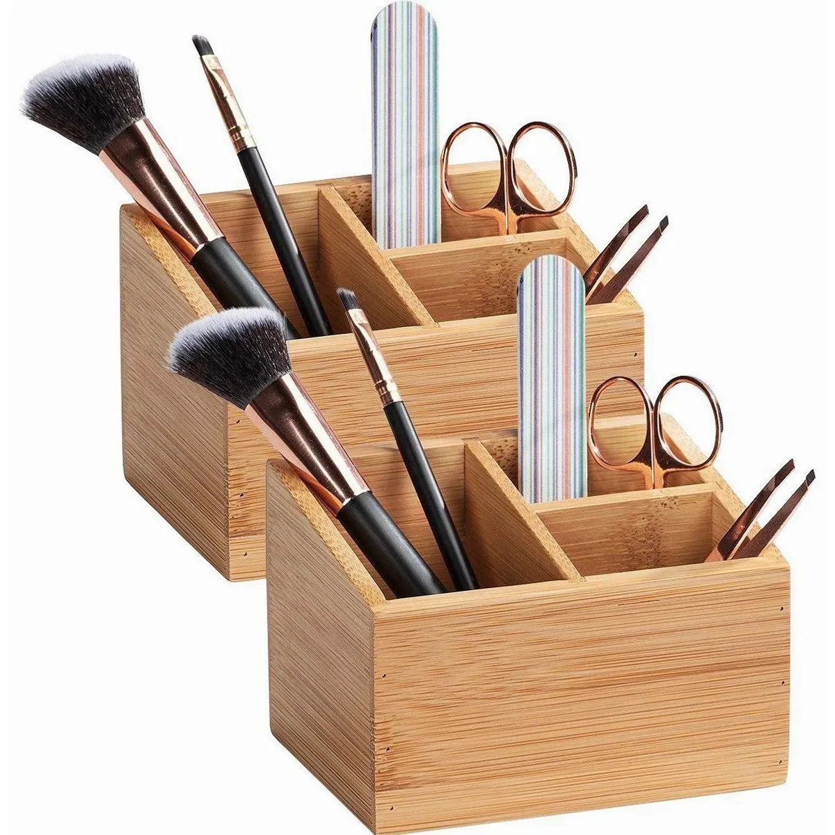 WENKO Terra Aufbewahrungsbox Set, 2 Stück, aus hochwertigem Bambus