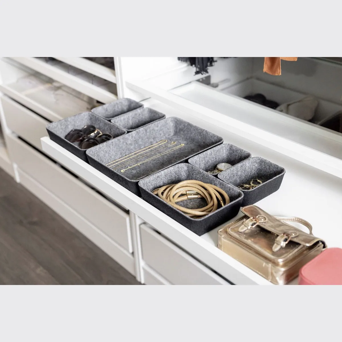 WENKO Organizer Set, 7-teilig, 3 Größen, aus recyceltem Polyesterfilz 5