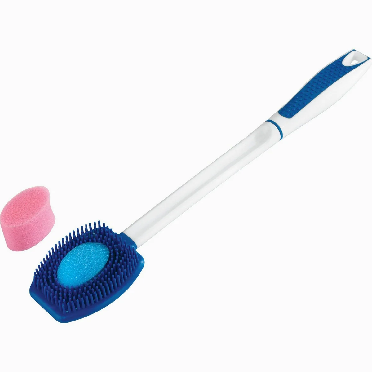 WENKO Wellnessbürste 3-in-1, Silikon, 41 cm lang, inkl. 2 Schwämmchen 2