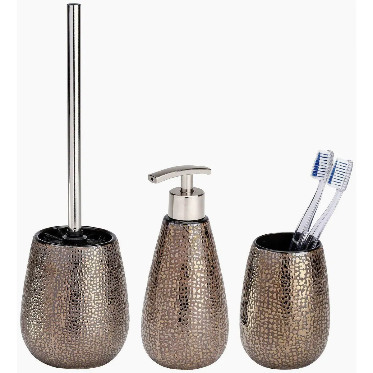WENKO Badaccessoire-Set Marrakesh, 4 Teile, Keramik, schimmernde Oberfläche